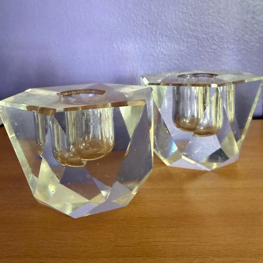 Crystal Clear Geometric Candle Holders